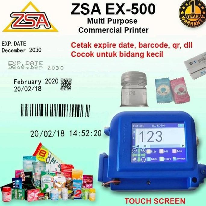 ZSA Printer ZSA 6000PR + Plat, ZSA EX-500 Expire Date, Tanggal Kadaluwarsa, Coding, Inkjet Canggih u
