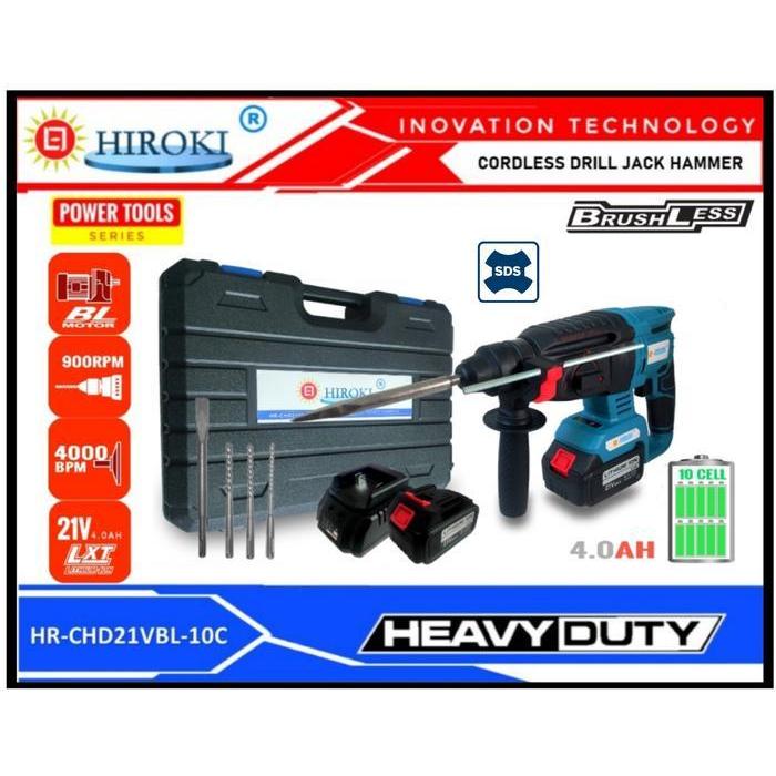 HIROKI Cordless Rotary Hammer / Bor Hammer Brushless 4 AH 21v