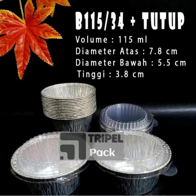 New- Alumunium Foil Cup Kecil B-115 + Tutup, Makaroni Schotel Klapertart