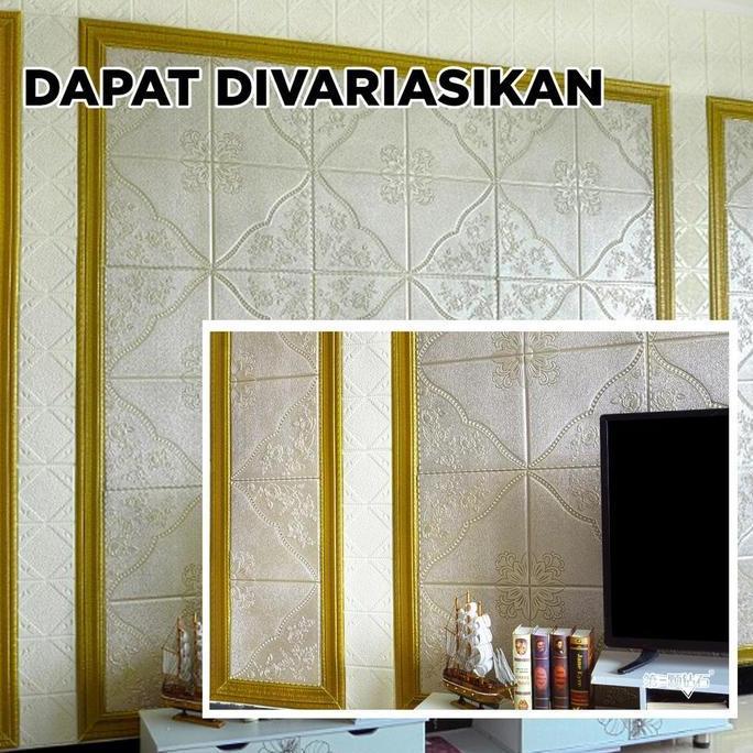 Wbex- (Beli 10 Gratis 1) Wallpaper 3D Foam 5Mm / Wallpaper Dinding 3D Motif Foam Batik Bunga More Hi
