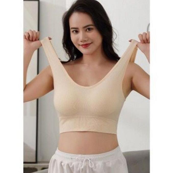 Lansungkirim- Pakaian Dalam Wanita Big Size Besar Tanpa Kawat Seamless Bra Olahraga Zero Feel Korean
