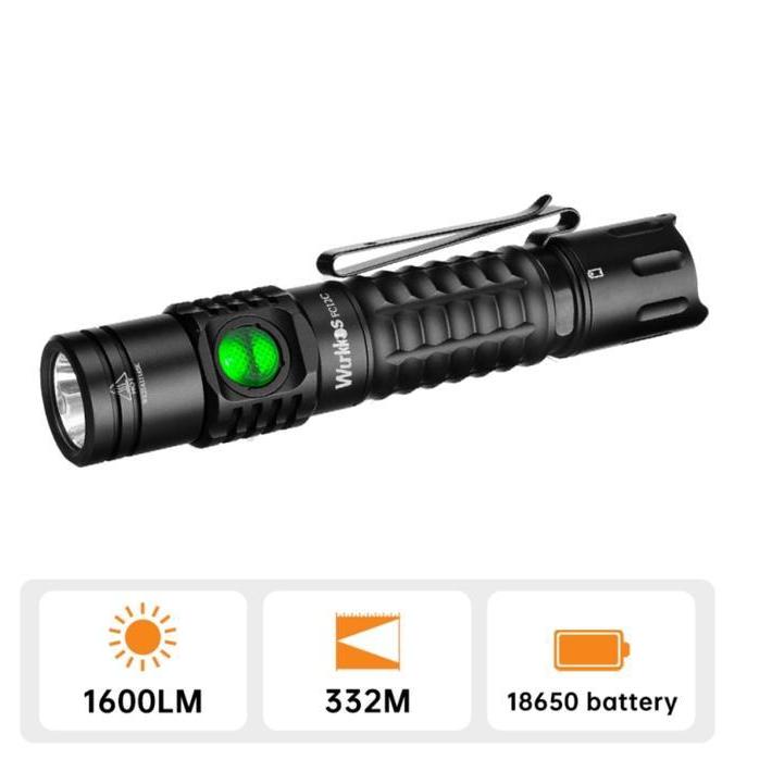 Senter Wurkkos FC12C Buck Circuit Tactical, Long-range 1600 Lumens/332 Meter, Tactical & Ramping for