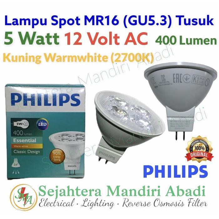 Lampu Spot Sorot Led 5 Watt MR16 GU5.3 12 Volt Warmwhite Philips
