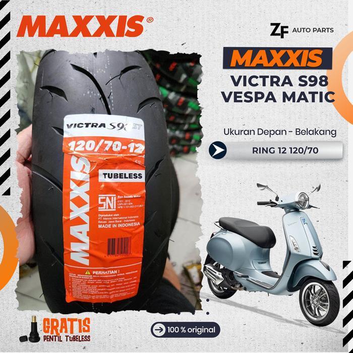 BAN MOTOR VESPA MAXXIS VICTRA Ring 12 TUBELESS DEPAN BELAKANG