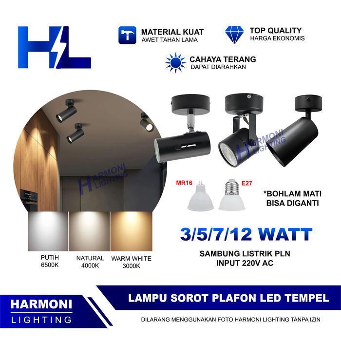 Lampu Spotlight LED Plafon 3W 5W 7W Sorot Tempel 3/5/7 Watt E27 MR16