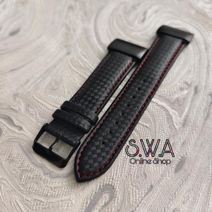 Strap Leather Kulit Carbon Cabon Style Genuine Asli Quick Fit Quickfit Easy Release Watch Band Garmi