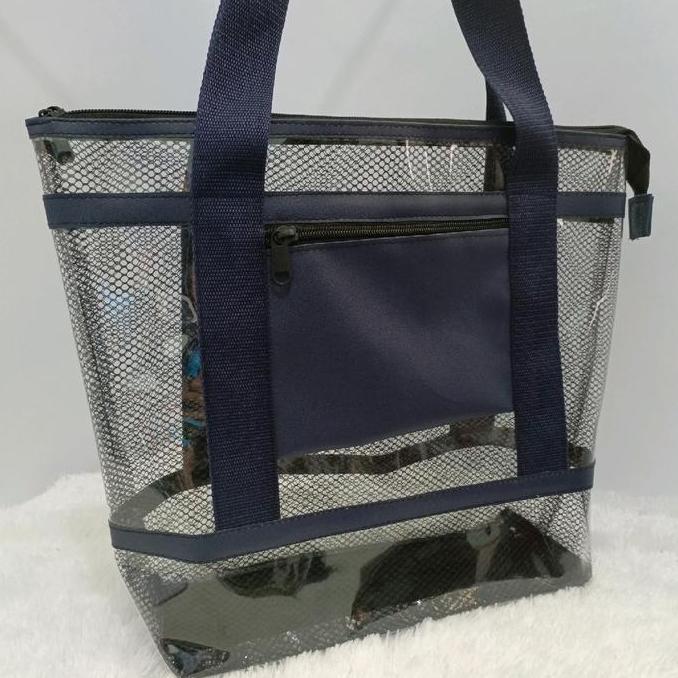 Beranigaya- Tas Wanita Transparan Totebag Kekinian Polos Hitam Cokelat Navy Perempuan Cewek Kantong