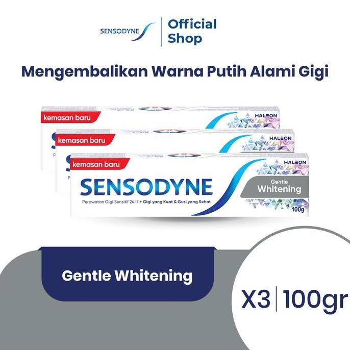 Whtting- Sensodyne Toothpaste Pasta Gigi Sensitif Essensial Care Whitening 3X100Gr - Triplepack