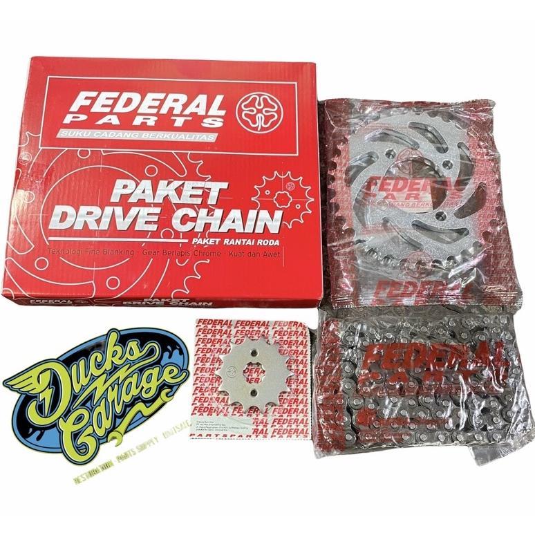 gear set gear depan gear belakang set rantai suzuki rc80 rc100 rc100 smash shogun federal dus merah