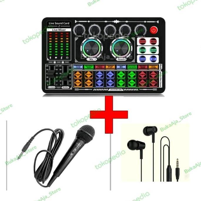 Paket karaoke langsung soundcard f999 advance mic + head monitoring
