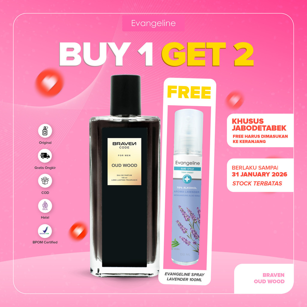 Braven Code Eau De Parfum Oud Wood 100ml - Parfum Pria Terlaris Viral - Parfum Tahan Lama Best Selle