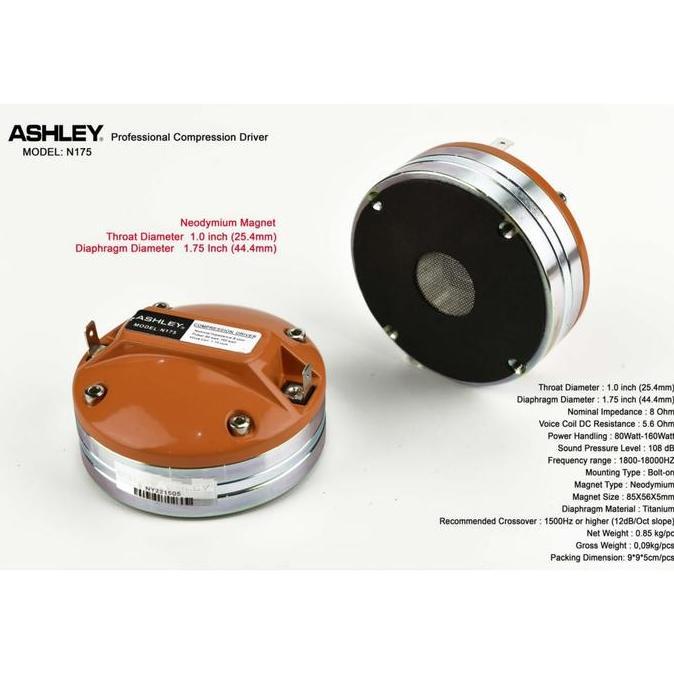 Tweeter Ashley N 175 Original Driver ASHLEY N175  DRIVER TWEETER ASHLE