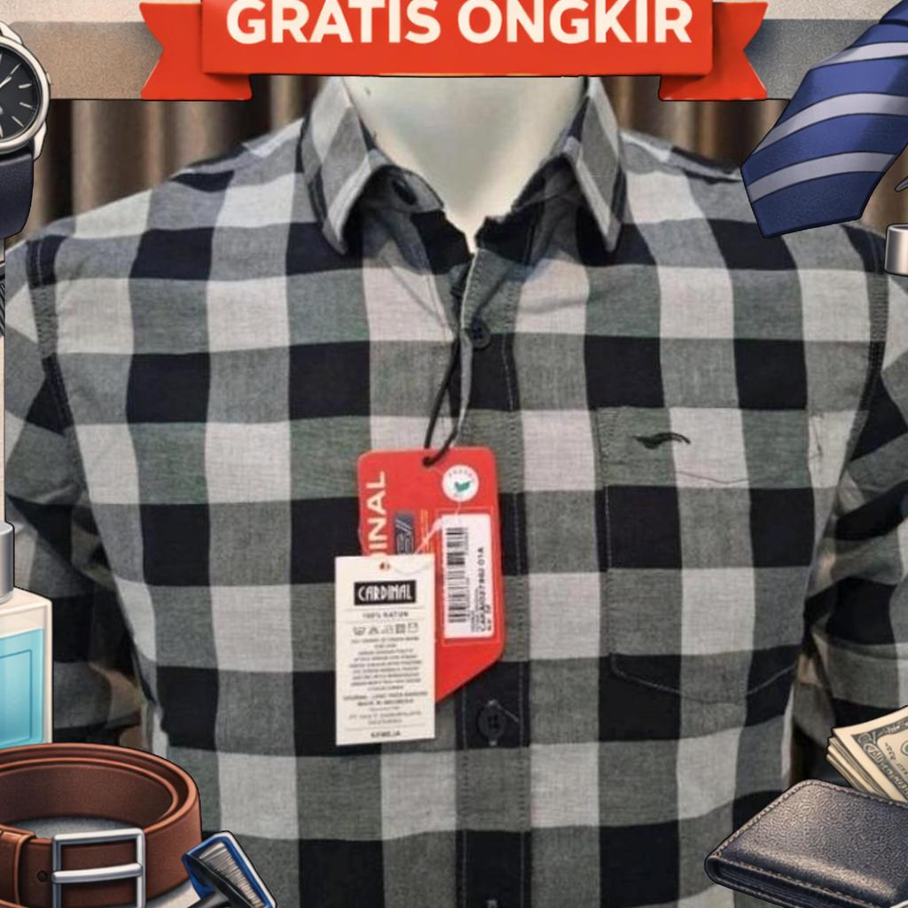Cardinal Jeans Ori Kemeja Pria Hitam Polos