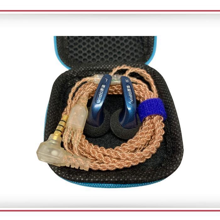 Earbud Vido Recable Crystal Blue With Mic Jack L V5 ( Vido Legend ) Bass Earphone Headphone Noise