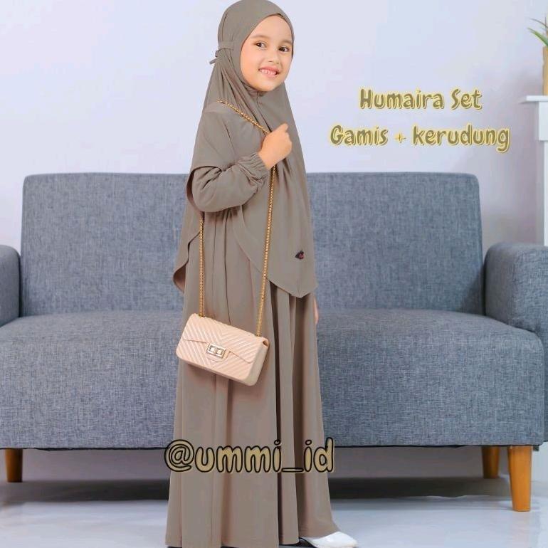 ORIGINAL UMMI - SETELAN GAMIS SYAR'I ANAK PEREMPUAN HUMAIRA SET  M L XL XXL USIA 3 SAMPAI 11 TAHUN