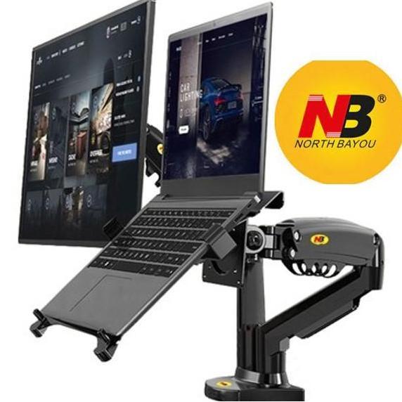Bracket Monitor Meja Double Arm Nbf160 Dan Tray Laptop Breket Monitor