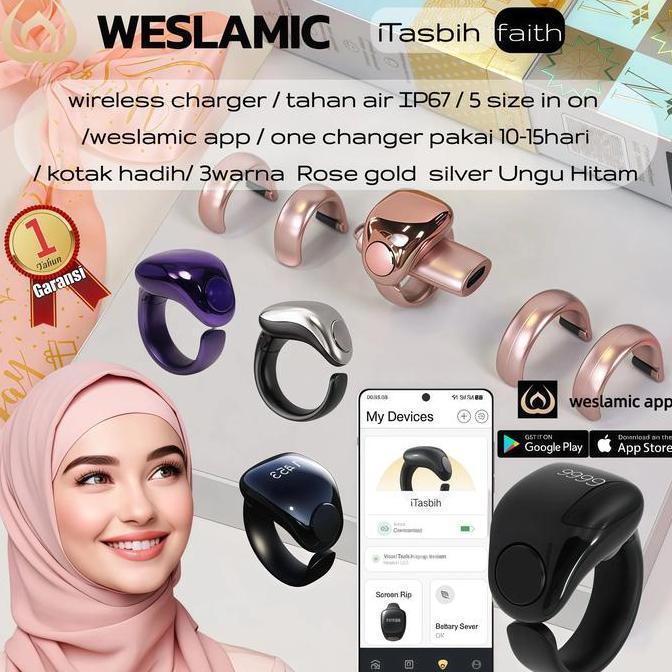 WESLAMIC iTasbih Faith/Faith+ Zikr Ring tasbin digital smart tasbih Smart Ring cincin tasbih digital