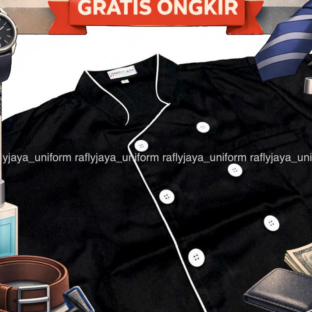 Chef Jacket - Baju Koki Pria Wanita Lengan Panjang - Baju Chef - Seragam Koki Chef - Rafly Jaya