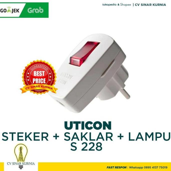 Bestone- Uticon Steker Saklar Lampu S-228 Plug with Neon S228 ASLI UTICON