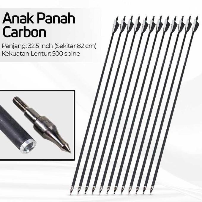 Anak Panah Carbon Arrow 32.5 Inch 500 Spine 12 PCS
