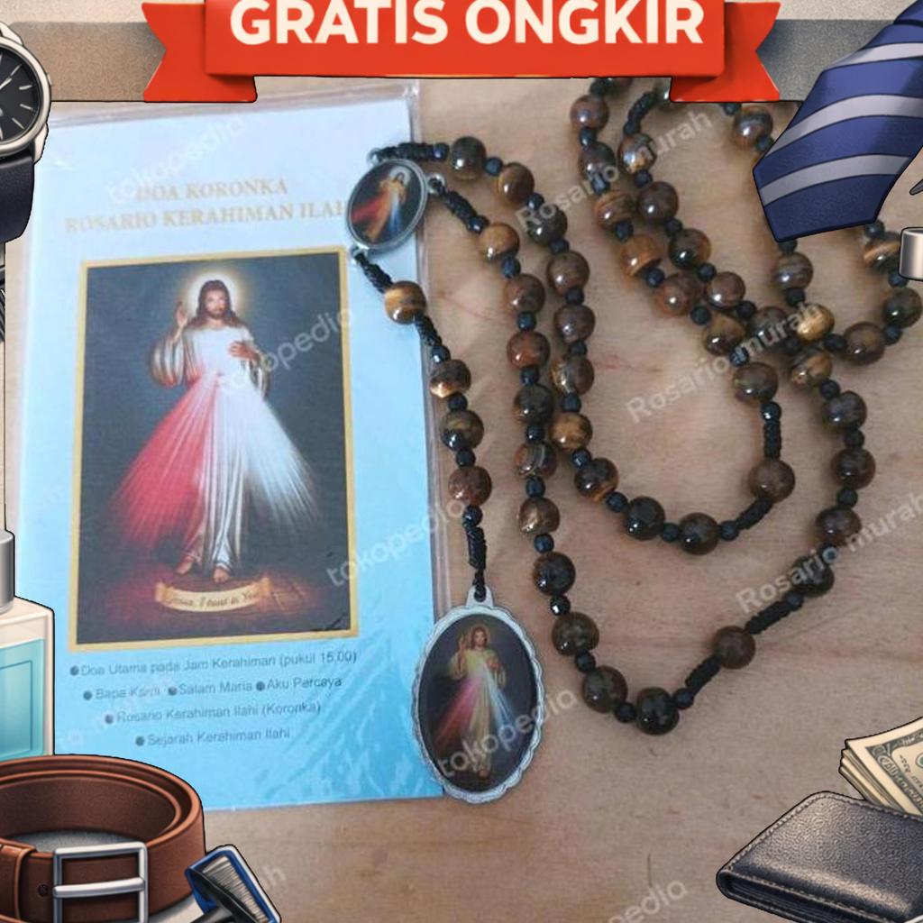 Kalung Rosario Batu Tiger Eye