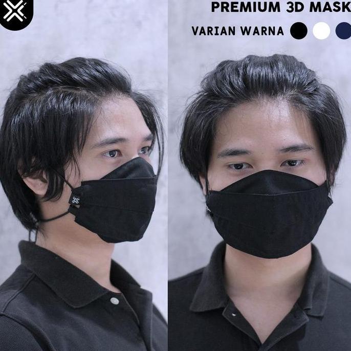Thebest- PROMO  Masker Kain 3D Premium Hitam / 3D Mask / Masker Hijab