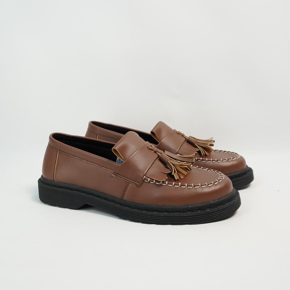 [CLEARANCE SALE] Sepatu Pria Slip On Loafers Formal | SB ALETTA BROWN Karet Flat Shoes Kerja