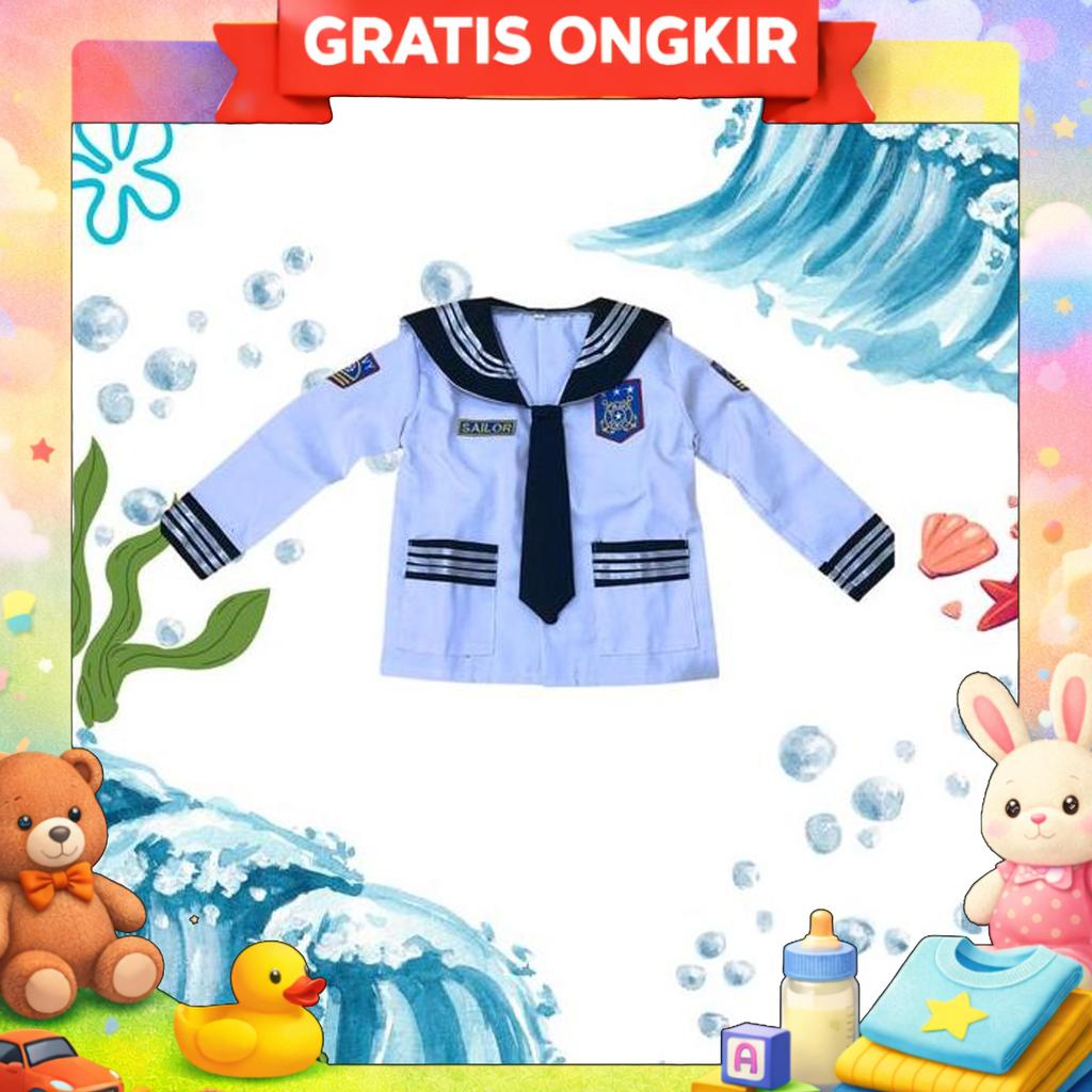 Kostum Baju Seragam Pelaut Sailor Popeye Popaye Cilik Anak Nahkoda Kapal Anak Pakaian Setelan Set Ju