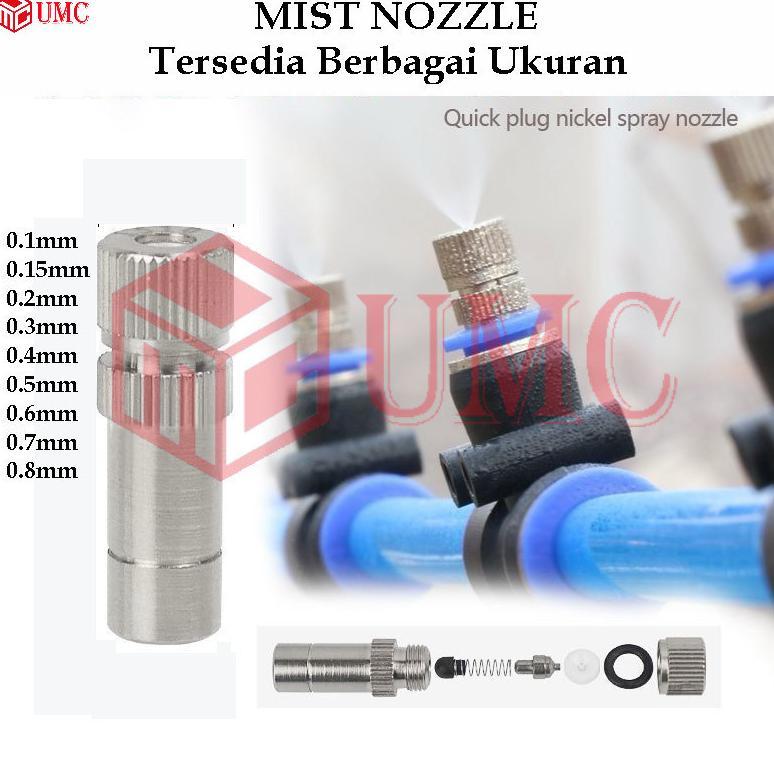 Bisa Cod Mist Nozzle Sprayer Embun 0.1 Mm 0.2 Mm 0.3 Mm 0.4 Mm 0.5 Mm 0.6 Mm 0.7 Mm 0.8 Mm Head Mist