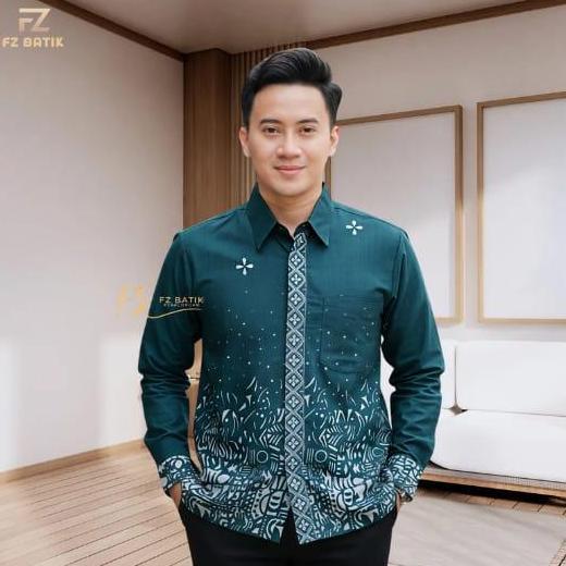 BEST SELLER / PREMIUM BAJU BATIK AYAH DAN ANAK COWOK WARNA HIJAU MOTIF SUTENA Kemeja Batik Anak Laki