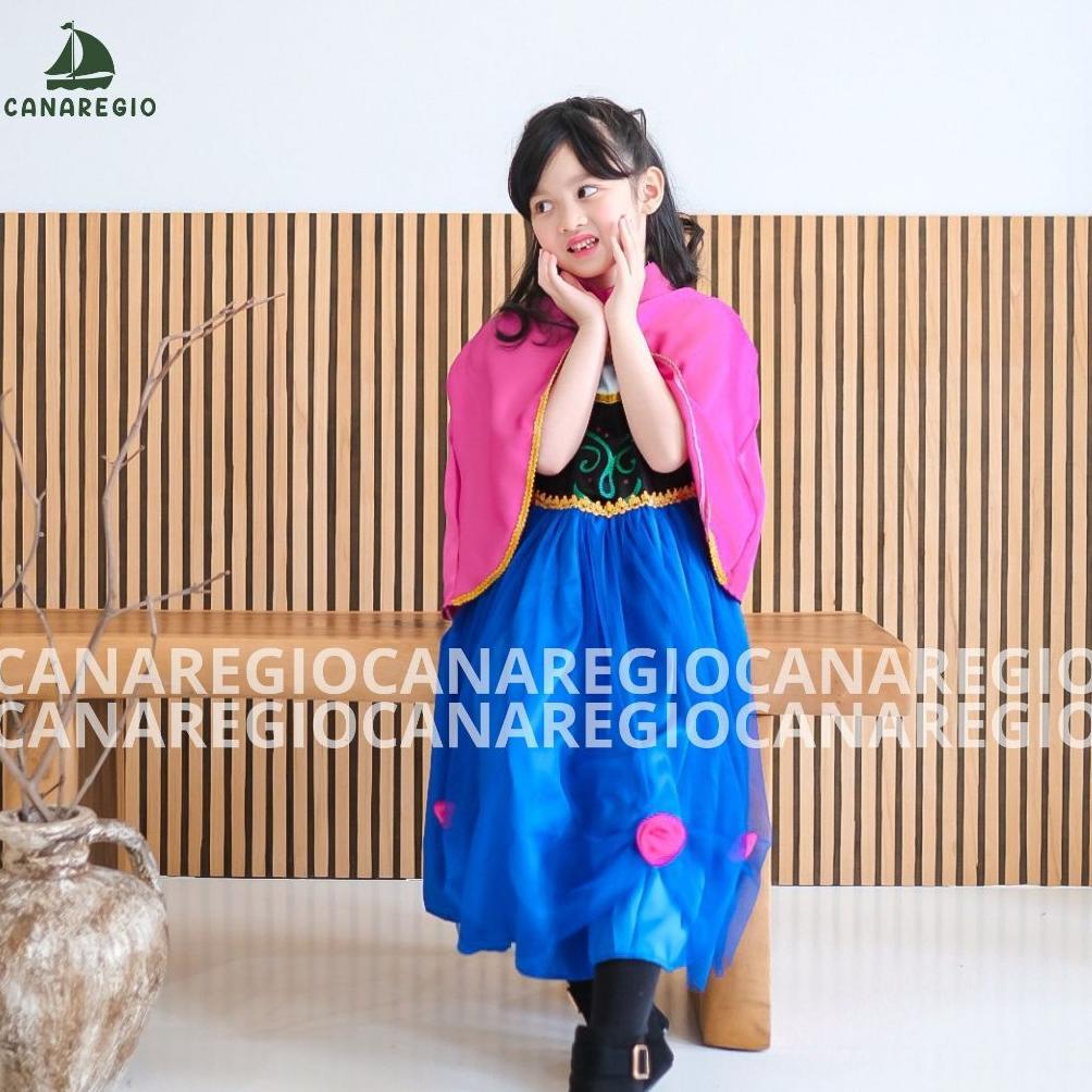 Anna Frozen Disney Anna Kostum Anak Saten Bludru