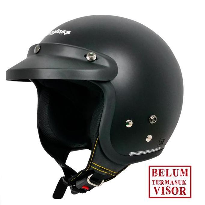 Helm Cargloss Original CFM Retro Army Half Face - Black Doff accessories motor motorcycle