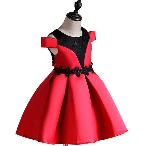 DV355 - GA2572 FLARE DRESS RED (BAJUKIDDIE) ANAK PEREMPUAN PESTA IMPORT GAUN