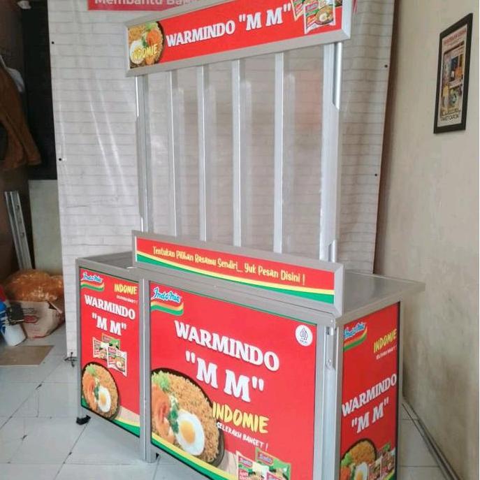 Terlaris Booth Portable / Meja Lipat / Gerobak Lipat Bongkar Pasang Untuk Jualan Warmindo Kekinian S