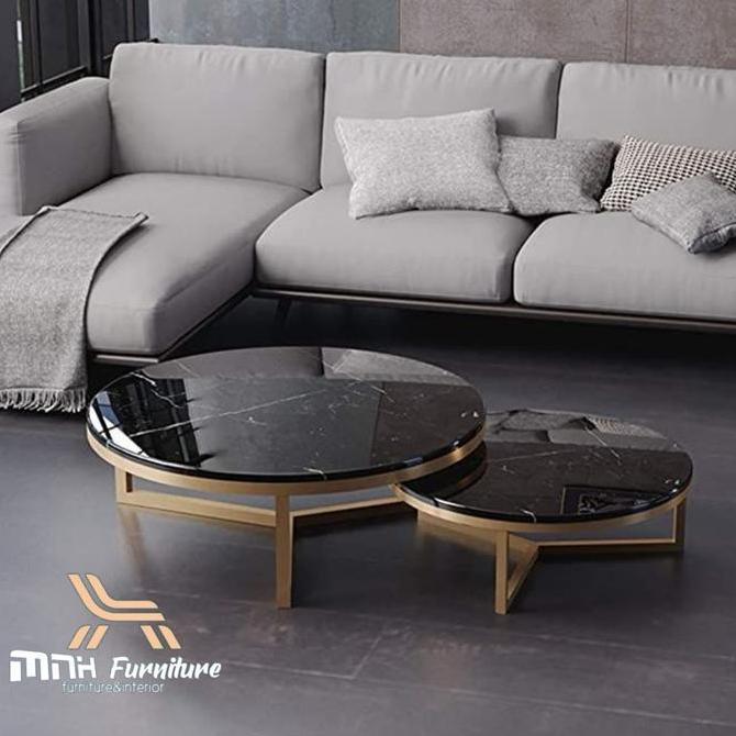 Terlaris Meja Tamu Bulat Susun Marmer / Meja Bulat Marmer