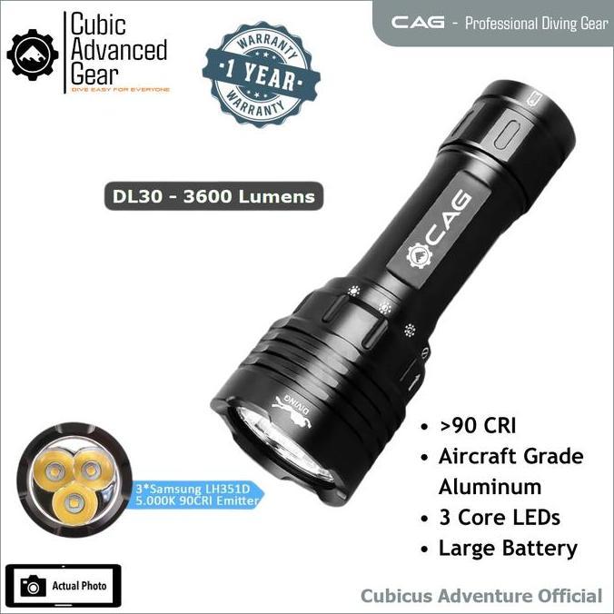 CAG Underwater Spot Light Scuba Diving - Senter Selam Waterproof Penerang Night Dive