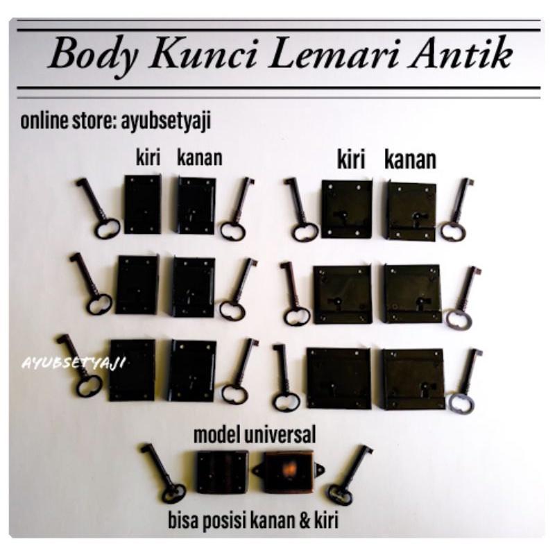 Body Kunci Pintu Lemari Drawer Lock Laci Loker Peti Bufet Antik Gembok Kuno Klasik Kuningan Besi