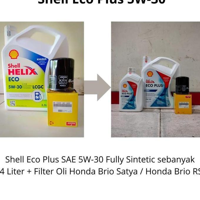 Olinol- Paket Oli Shell Helix Eco 5W-30 + Filter Oli Honda Brio Satya