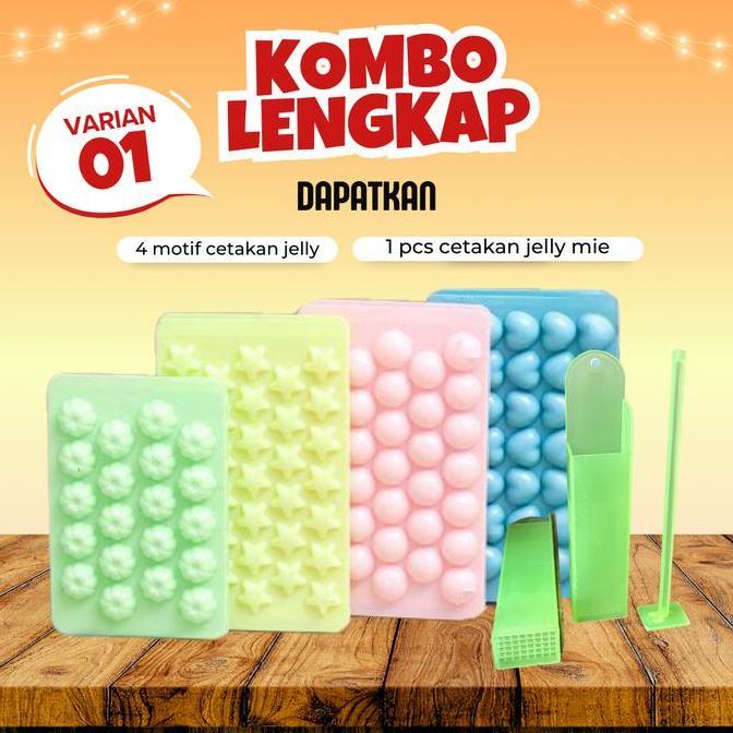 Terpopuler- Kombo Lengkap 4 Cetakan Es Batu Jelly Bunga, Star, Ball, Love, Cetakan Jelly Kombinasi, 