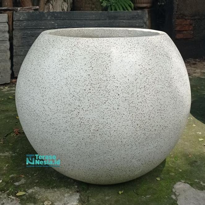 Invoice Pot Terazzo Bulat Tipe Melon Pot Teraso Pot Outdoor Indoor