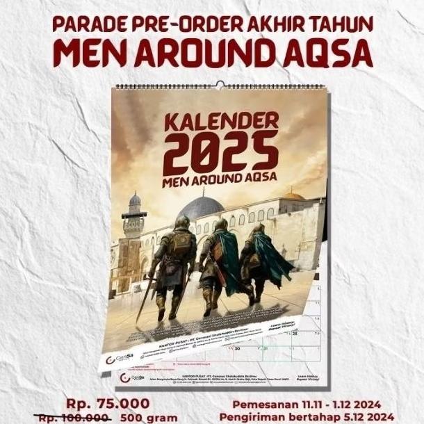 READY Kalender 2025 Gensa Men Around Aqsa Gen saladin Edisi sejarah Islam kalender dinding Edgar ham