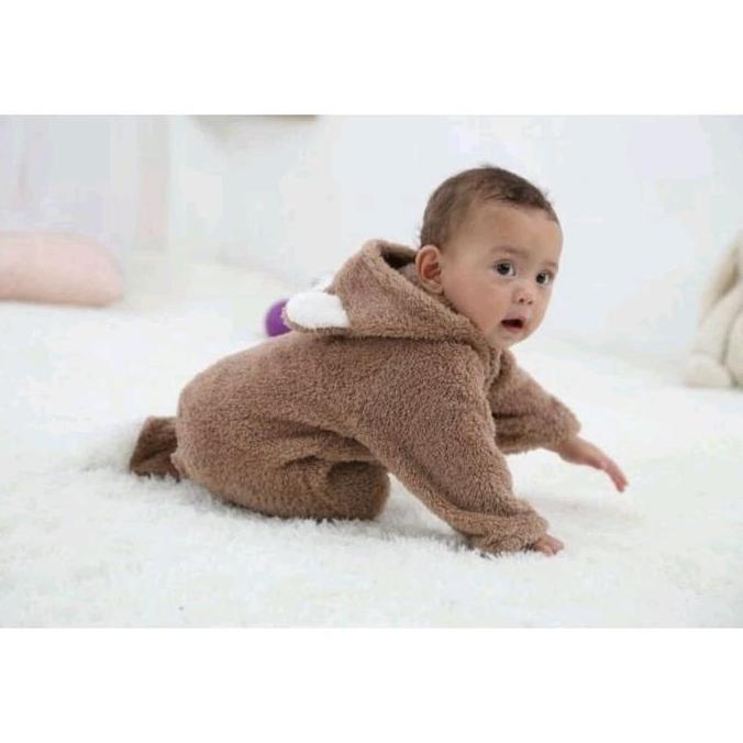 Larisbanget- Romper Bayi Jumper Bayi Hoodie Karakter Kelinci Bulu Lembut Jaket Bulu Anak Bayi