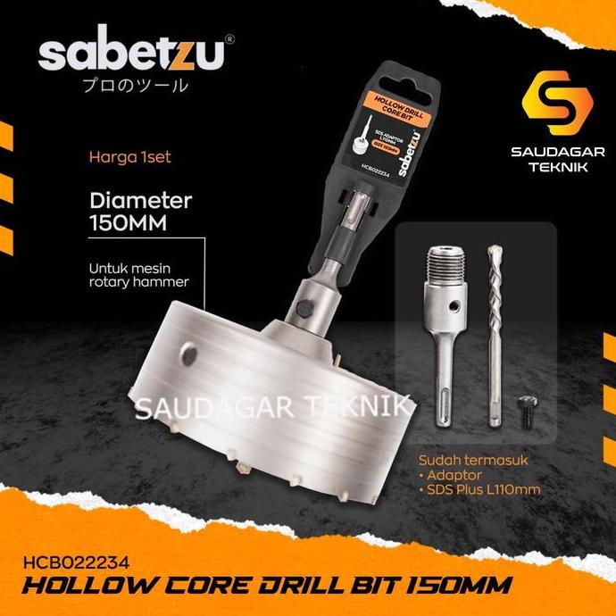 Mata Bor Hole Saw Beton Bobok Tembok SDS PLUS 150MM Hollow Core Drill