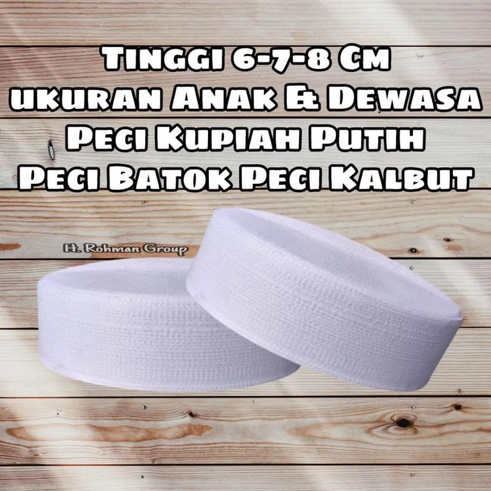Peci Batok Putih Pendek Tinggi 6 7 8 Cm Peci Kalbut Peci Habib
