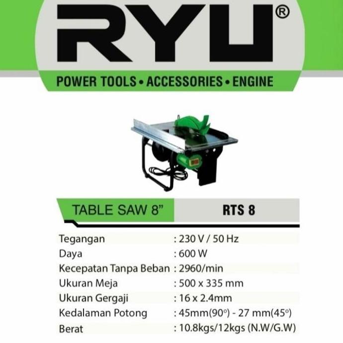 mesin gergaji meja Table Saw 8" 8 " inch Tekiro RYU RTS 8