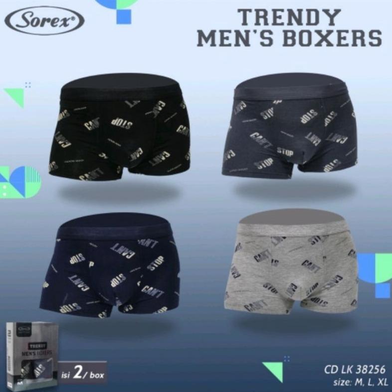 [[2Pcs]] Celana Dalam Pria Sorex Boxer Bahan Katun Motif // M L XL