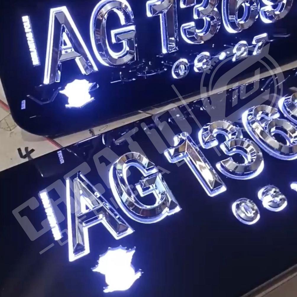 Plat Mobil Akrilik Led Grafir - Huruf Timbul 3D