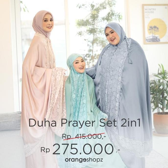 Murah Mukena 2In1 Brokat Duha Prayer Set | Mukena Armani Silk Elegan Resleting Tali