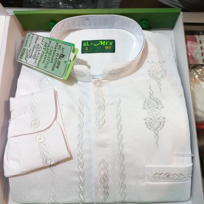 Thebest- BAJU KOKO AL-MIA PUTIH MT PLATINUM LENGAN PANJANG KANCING TANGAN