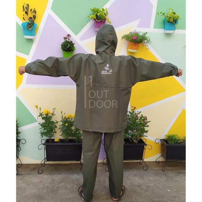 Thebest- Jas Hujan Setelan Jaket Celana Raincoat Jack Wolfskin